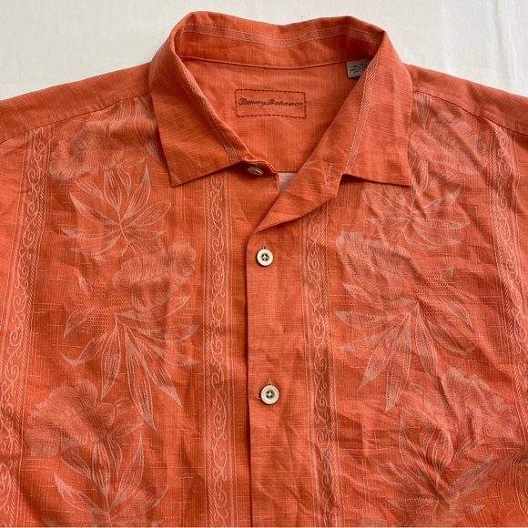 Tommy Bahama Other - Tommy Bahama 100% Silk Maui Border Shirt Button Up Orange Coral Men’s XL
